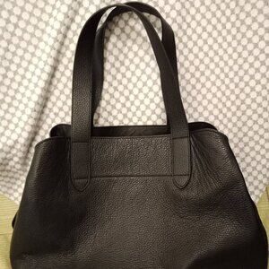 Cuyana Zippered Satchel Black Leather Bag